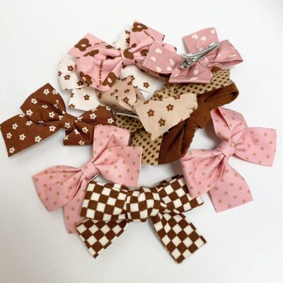 barrettes à cheveux enfants marron & rose | accessoires pour cheveux enfants