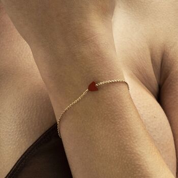 Saint-Valentin - Bracelet coeur en pierre naturelle de jaspe rouge - Bracelet Love 1