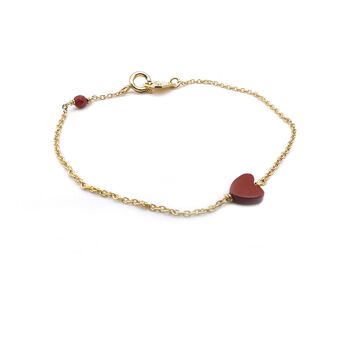 Saint-Valentin - Bracelet coeur en pierre naturelle de jaspe rouge - Bracelet Love 3