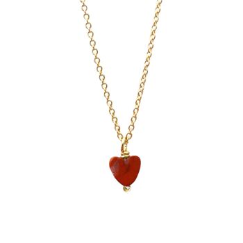 Saint-Valentin - Collier coeur en pierre naturelle de jaspe rouge - Collier Love ( Best Seller ) 2