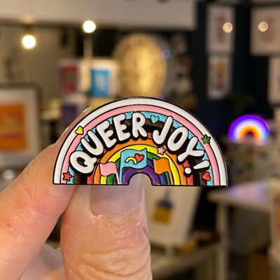 Queer Joy! Rainbow Enamel Pin Badge