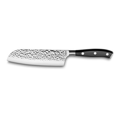 Carbon - Couteau santoku 18 cm martelé cm avec protection de lame - Sabatier Trompette