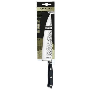 Carbon - Couteau de chef 20 cm martelé avec protection de lame - Sabatier Trompette 4