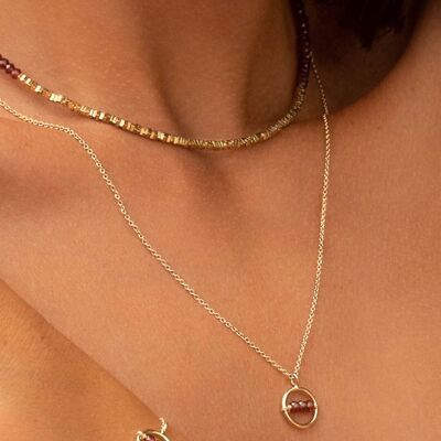 Natural Red Garnet Stone Necklace - Cosmos (Best Seller)