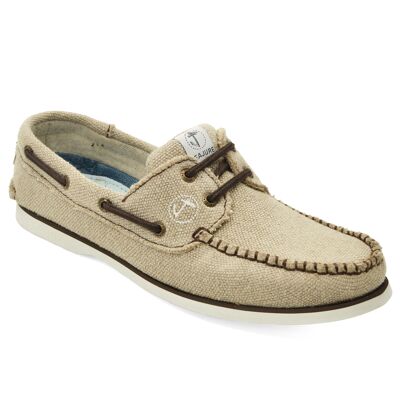 Men’s Boat Shoes Hemp & Vegan Seajure Achmelvich Beige and Brown