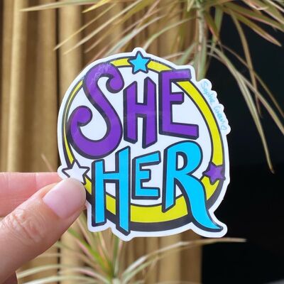 Pronouns She / Her Pronoun Big Vinyl sticker