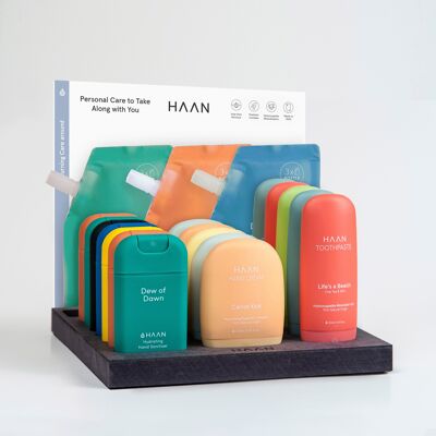 Display disinfettante per le mani + crema per le mani + dentifricio + cartoncino - HAAN READY