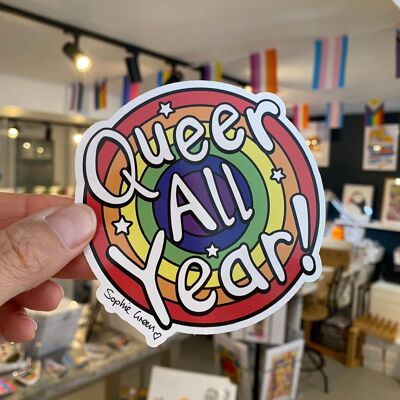 Queer todo el año pegatina de vinilo GRANDE