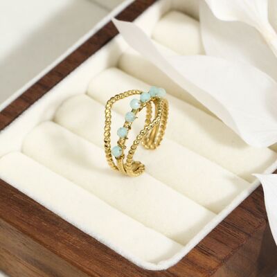 Anillo de acero inoxidable dorado - BG310083-BL