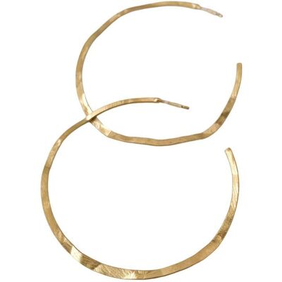 Matte Gold Plated Hammered Hoop Earrings