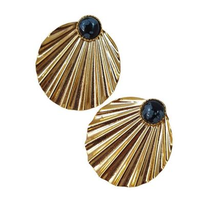 Gold-plated Shell earrings with fine stones Snow Flake