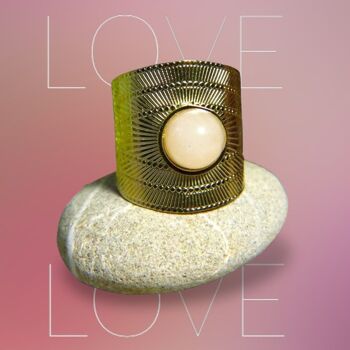 Bague "CHRISTINE" acier inoxydable adaptable Quartz rose 4