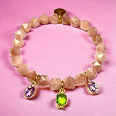"LANAI" bracelet - Fine gold gilded Peridot Agate and Amethyst