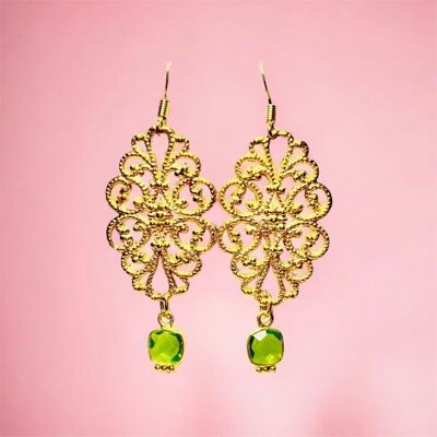 "CAPUCINE" gold earrings with fine gold Peridot stone