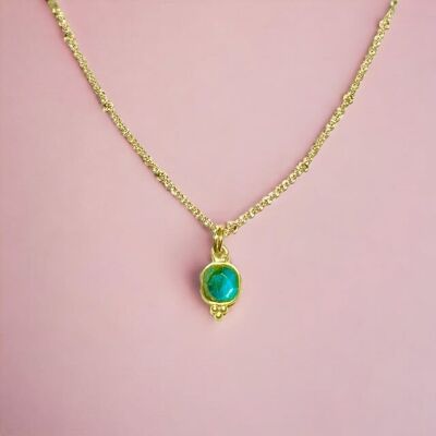 "TAYLOR" pendant, fine gold, Labradorite stone