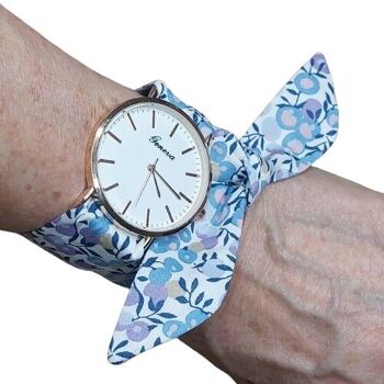 Montre femme foulard bracelet tissu wiltshire Lavande parme violet 4