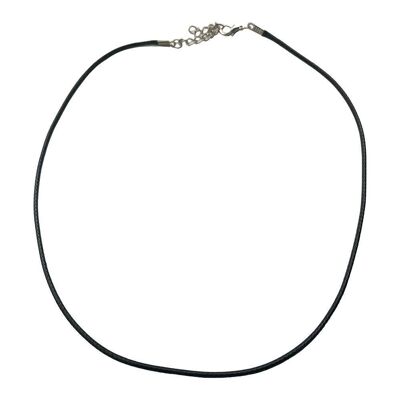 Black Cotton Cord Necklace with Lobster Clasp and Extender Chain, 45cm, Single