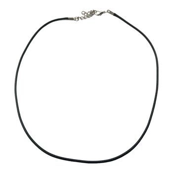 Collier en cordon de coton noir avec fermoir mousqueton et chaîne d'extension, 45 cm, paquet de 20 1