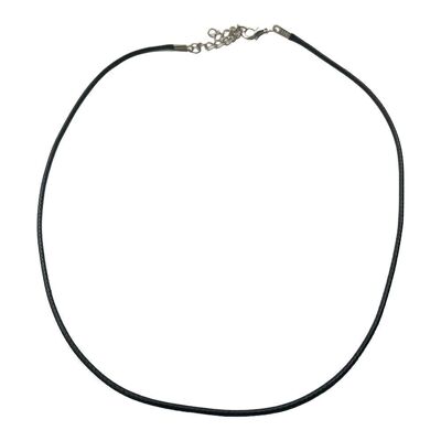 Collar de cordón de algodón negro con cierre de mosquetón y cadena extensora, 45 cm, paquete de 20