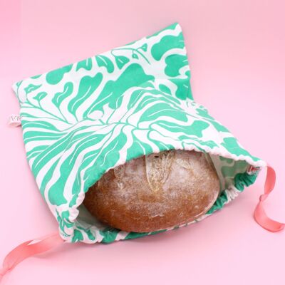 Bolsa de pan de algodón con estampado de follaje