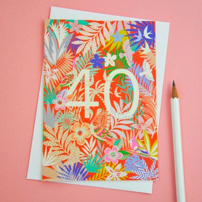 Tarjeta de felicitación del número 40 del cumpleaños