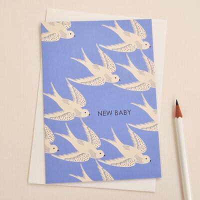 Carte de vœux nouveau bébé en bleu