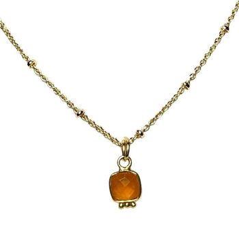 Pendentif "GIOVANNA" doré or fin pierre Calcédoine orange 2