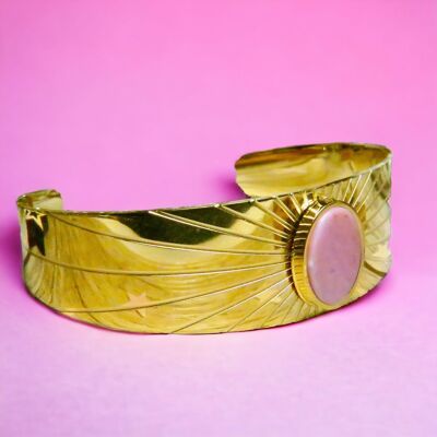 Adaptable steel “ELODIE” bracelet with Agate