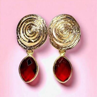 "HOUSTON" earrings in fine gold garnet stone