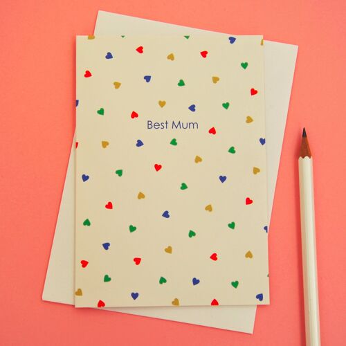 Best Mum Hearts Greetings Card
