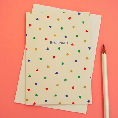 Carte de vœux Best Mum Hearts