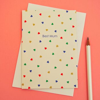Carte de vœux Best Mum Hearts 1