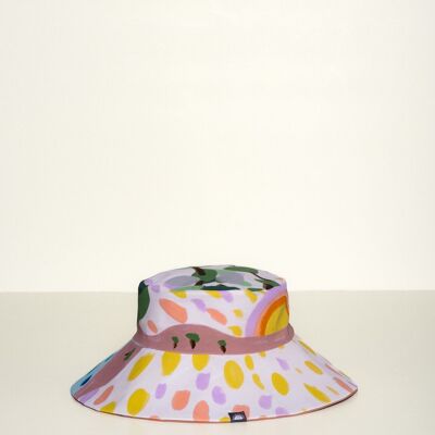 Reversible hat printed/plain UPF50+ printed SHINE/Brown