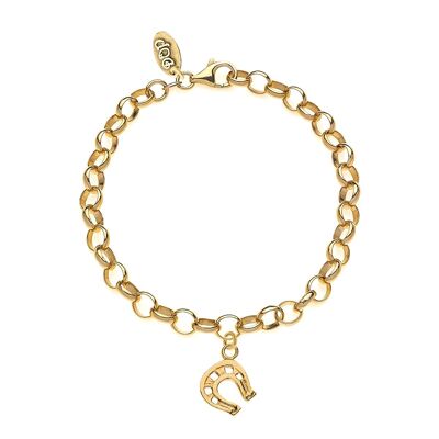 Rolò Light Bracelet with Horseshoe Charm in Gold-Tone 925 Silver