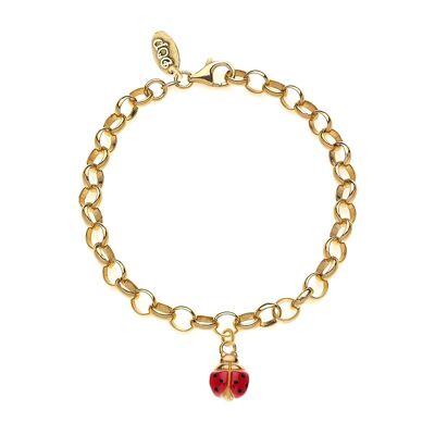 Rolò Light Bracelet with Ladybug Charm in 925 Gold Silver and Scratch-Resistant Enamel