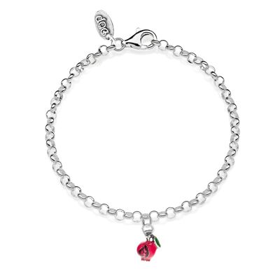 Rolo Mini Bracelet with Pomegranate Charm in 925 Silver and Scratch-Resistant Enamel