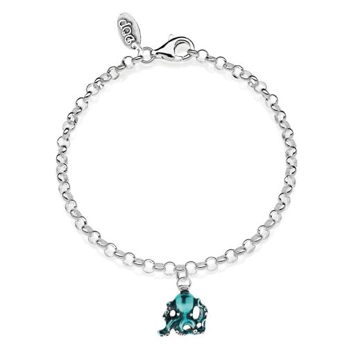 Bracciale Rolo Mini con Charm Polpo in Argento 925 e Smalti Antigraffio