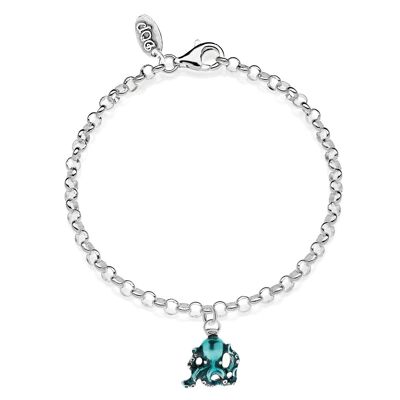 Bracelet Rolo Mini avec breloque pieuvre en argent 925 et émail résistant aux rayures