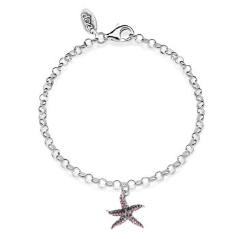 Bracelet Rolo Mini avec breloque étoile de mer en argent 925 et émail résistant aux rayures 1