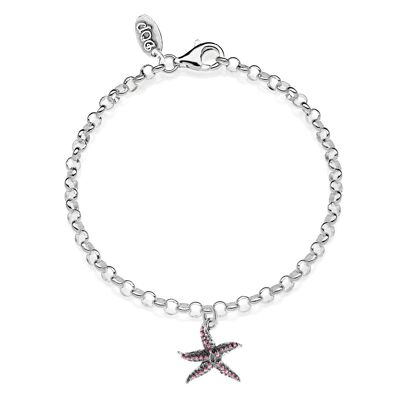 Bracelet Rolo Mini avec breloque étoile de mer en argent 925 et émail résistant aux rayures