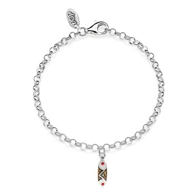 Rolo Mini Bracelet with Cannolo Charm in 925 Silver and Scratch-Resistant Enamel