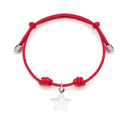 Waxed Cotton Bracelet with Star Charm in 925 Silver and Enamel