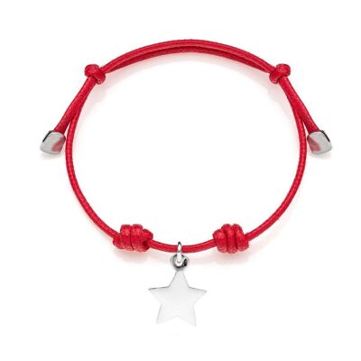 Bracelet en coton ciré avec breloque étoile en argent 925 et émail