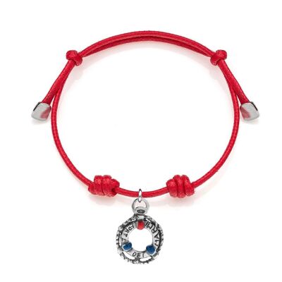 Bracelet en coton ciré avec breloque sauveteur Forte Dei Marmi en argent 925 et émail