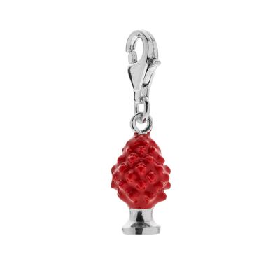 Charm Piña en Plata de Ley y Esmalte Rojo