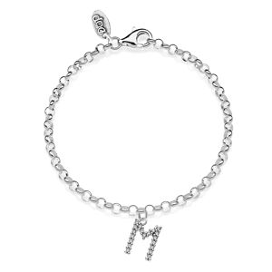 Mini bracelet Rolò avec breloque lettre M scintillante en argent 925