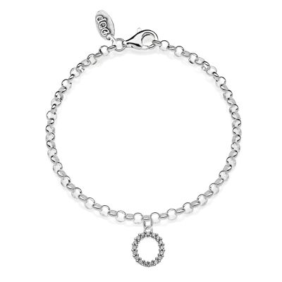 Rolò Mini Bracelet with Sparkling Letter O Charm in 925 Silver