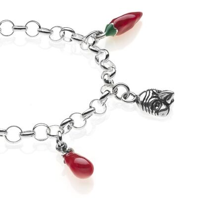 Rolo Light Bracelet with Campania Charms in Sterling Silver and Enamel