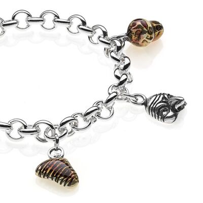 Rolo Premium Bracelet with Campania Charms in Sterling Silver and Enamel