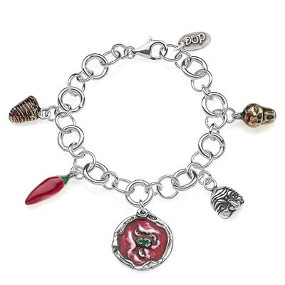 Rolo Luxury Bracelet with Campania Charms in Sterling Silver and Enamel